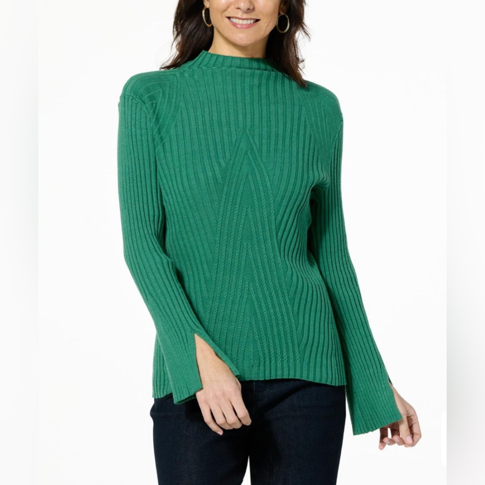 DG2 by Diane Gilman Women's Ribbed Softease Knit Mock-Neck Sweater Amazon